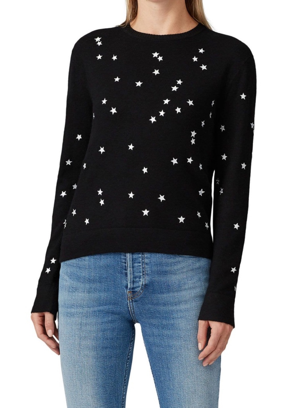 EQUIPMENT Nartelle Star Embroidered Wool Cashmere Sweater Black XL Extra Large